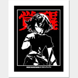 Japanese Streetwear Goth Grunge Anime Girl Manga Aesthetic Black and White Posters and Art